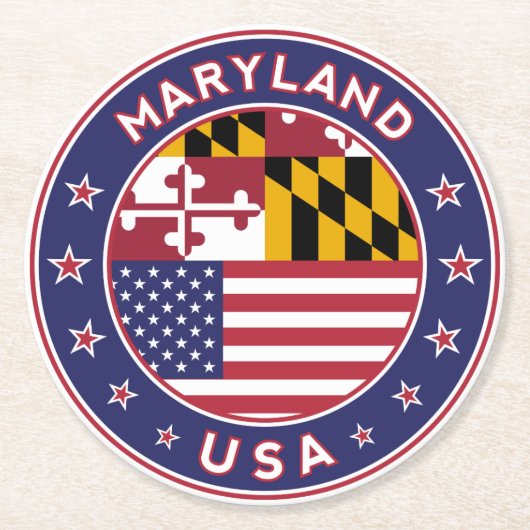 Maryland Runder Pappuntersetzer (Vorderseite)
