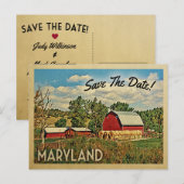 Maryland Save the Date Farm Barn Rustic Ankündigungspostkarte (Vorne/Hinten)