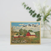 Maryland Save the Date Farm Barn Rustic Ankündigungspostkarte (Stehend Vorderseite)