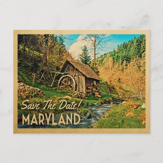 Maryland Save the Date Rustic Cabin Mill Woods Ankündigungspostkarte (Vorderseite)