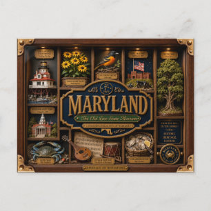 Maryland Shadow Box 3D Figurine Staat Postkarte
