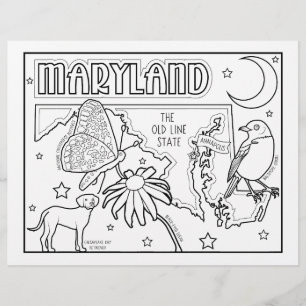Maryland Staat Form und Faktenfärbung Flyer