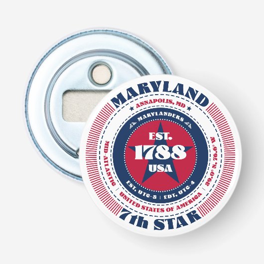 Maryland Staat Information Circle Flaschenöffner (Vorderseite)