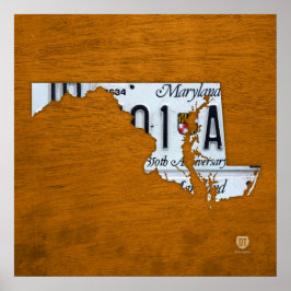 Maryland Staat License Plate Karte Poster