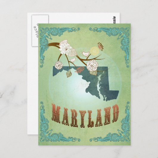 Maryland Staat Map - Green Postkarte (Vorne/Hinten)