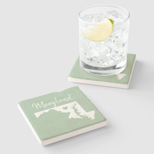 Maryland Staat Map Liebe Zuhause Steinuntersetzer (Seitenansicht)