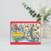 Maryland Staat Map Postcard Postkarte (Stehend Vorderseite)