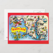 Maryland Staat Map Postcard Postkarte (Vorne/Hinten)