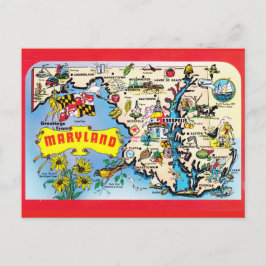 Maryland Staat Map Postcard Postkarte