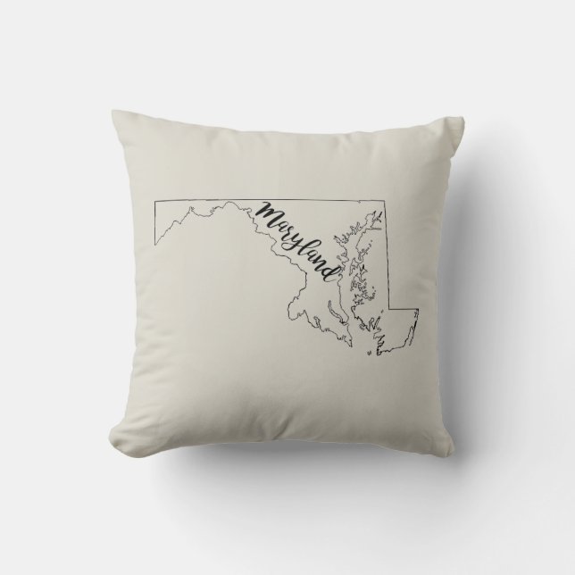 Maryland Staat Map Throw Kissen (Vorderseite)