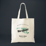 Maryland Staat Map Wedding Welcome Bag Tasche, Bla Tragetasche<br><div class="desc">Hochzeitswochenende Begrüßungsgeschenktasche für Gäste aus der Stadt, um Ihre Hochzeit zu feiern, mit dem Bild von Maryland. Sie können die Farben für jeden Teil dieses Designs bearbeiten und das Herz an den Ort Ihrer Hochzeit bringen. Klicken Sie zum Ändern der Farben auf Personalisieren und dann auf "Bearbeiten mit dem Entwurfstool"....</div>