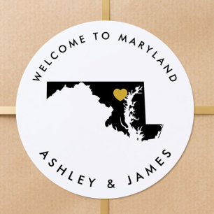 Maryland Staat Wedding Welcome Sticker Tag