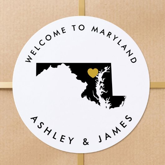Maryland Staat Wedding Welcome Sticker Tag