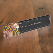 Maryland-Staats-Flagge auf altem hölzernem Korn Namensplakette (Seite)