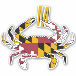 Maryland Staatsflagge Blaue Krabbe Monogramm Aufkleber