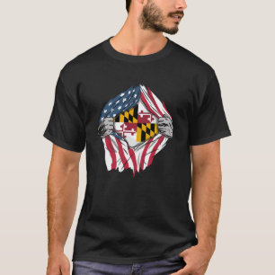 Maryland State Flag American Blood Inside Me T-Shirt