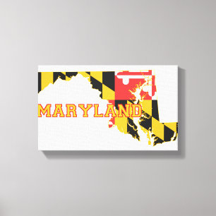 Maryland State Flag and Map Leinwanddruck