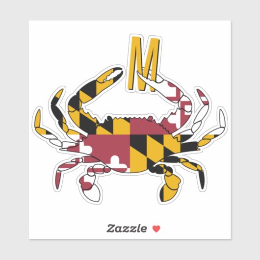 Maryland State Flag Blue Crab Monogram Aufkleber (Blatt)