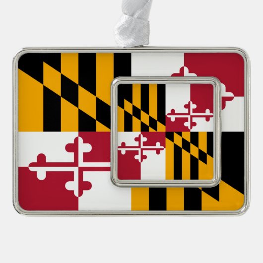 Maryland State Flag Colors Style Rahmen-Ornament Silber (Vorderseite)