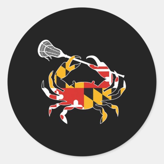 Maryland State Flag Crab Lacrosse Complete Stick B Runder Aufkleber (Vorderseite)