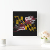Maryland State Flag Pinselstrich, Maryland Flag Quadratische Wanduhr (Zuhause)