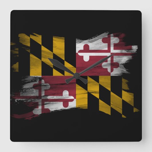 Maryland State Flag Pinselstrich, Maryland Flag Quadratische Wanduhr (Vorderseite)