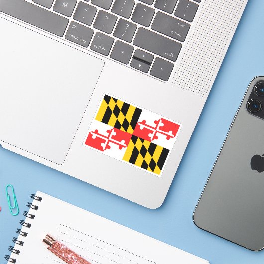 Maryland State Flag Sticker (Laptop mit iPhone)