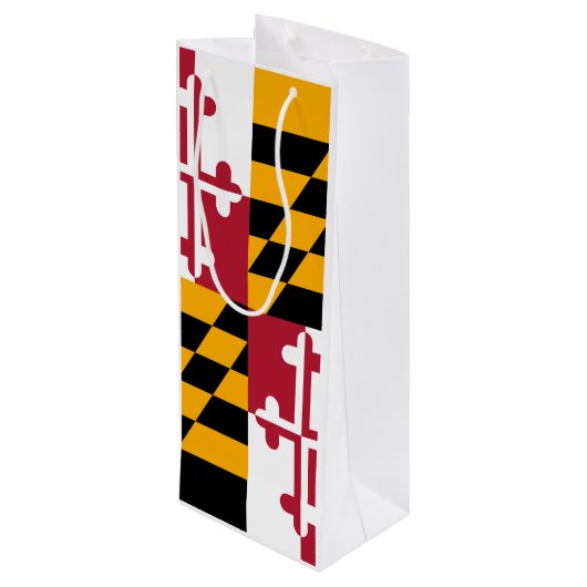 Maryland State Flag Stil Dekoration Geschenktüte Für Weinflaschen (Rückseite Schrägansicht)