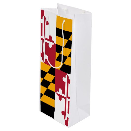Maryland State Flag Stil Dekoration Geschenktüte Für Weinflaschen (Vorderseite Schrägansicht)