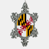 Maryland State Flag Stilvolles Display Schneeflocken Zinn-Ornament (Links)