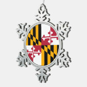 Maryland State Flag Stilvolles Display Schneeflocken Zinn-Ornament (Rechts)