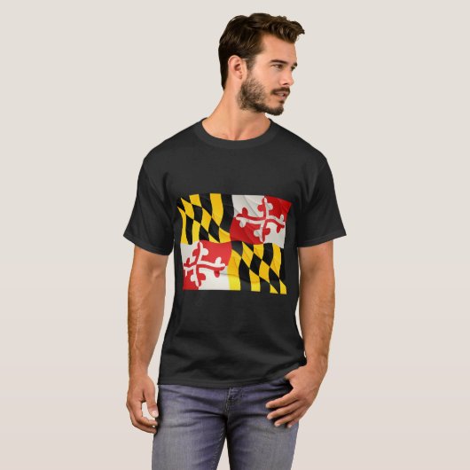 Maryland State Flag T Shirt mit Welleneffekt (Vorne ganz)