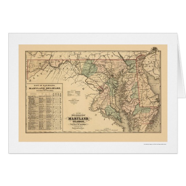 Maryland- u. Delaware-Eisenbahn-Karte 1876 (Vorderseite (Horizontal))