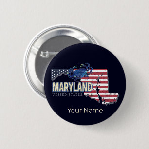 Maryland United Staaten Retro Staat Map Vintag USA Button