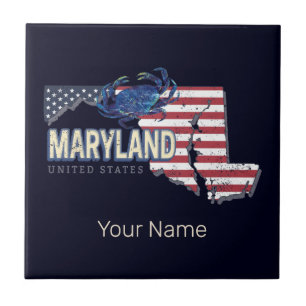Maryland United Staaten Retro Staat Map Vintag USA Fliese