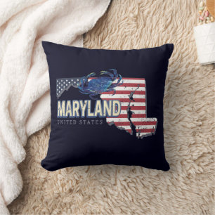 Maryland United Staaten Retro Staat Map Vintag USA Kissen