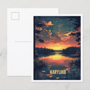 Maryland USA Art Vintag Illustration Travel Postkarte