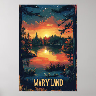 Maryland USA Kunst Vintage-Illustration Reise Poster