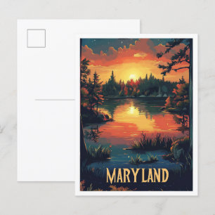 Maryland USA Kunst Vintage-Illustration Reise Postkarte