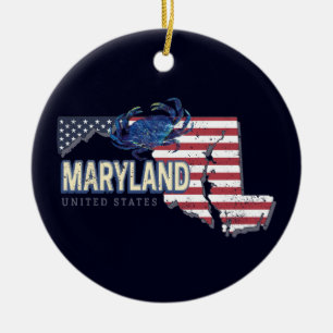Maryland Vereinigte Staaten Retro-Staatskarte Vint Keramik Ornament
