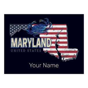 Maryland Vereinigte Staaten Retro-Staatskarte Vint Poster