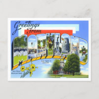 Maryland Vintag Big Letters Postcard