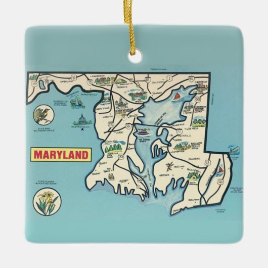 Maryland Vintag Map Keramikornament (Vorderseite)