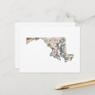 Maryland Vintag Picture Map Staat Chart Postkarte
