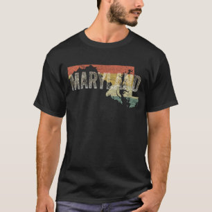 Maryland Vintag Retro Sunset Staat Map T-Shirt