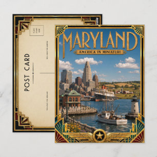 Maryland Vintage Art Deco Golden Age Postkarte