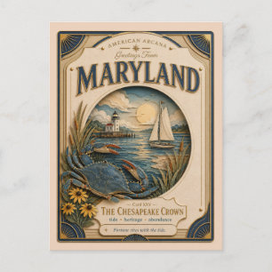 Maryland Vintage Paper Cut American Arcana Postkarte