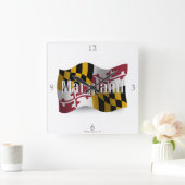Maryland Waving Flag Quadratische Wanduhr (Zuhause)