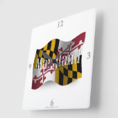Maryland Waving Flag Quadratische Wanduhr (Winkel)