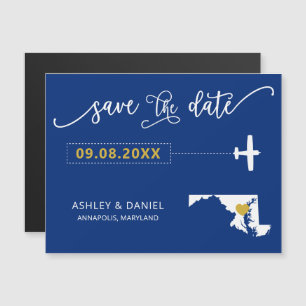 Maryland Wedding Save the Date Card, Map Magneteinladung